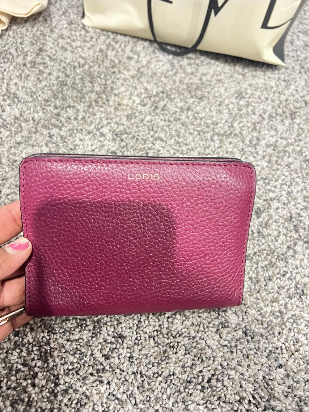 LODIS Genuine  Leather Zip Around  RFID Wallet Organizer Wine/Burgundy